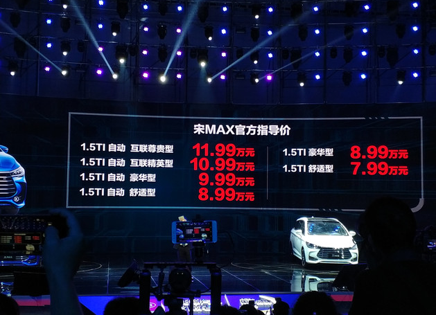 售7.99-11.99万元 比亚迪宋MAX上市