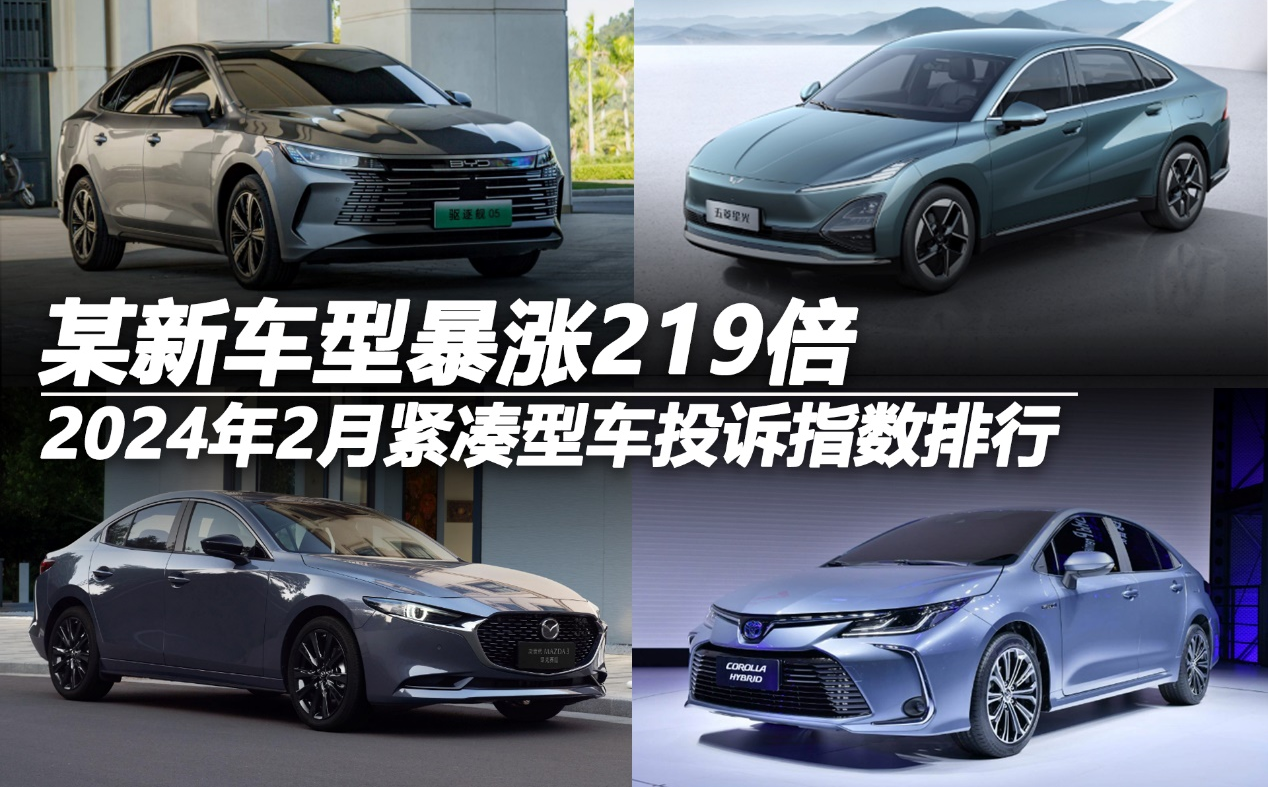 2024年2月紧凑型车投诉指数排行：某新车型暴涨219倍