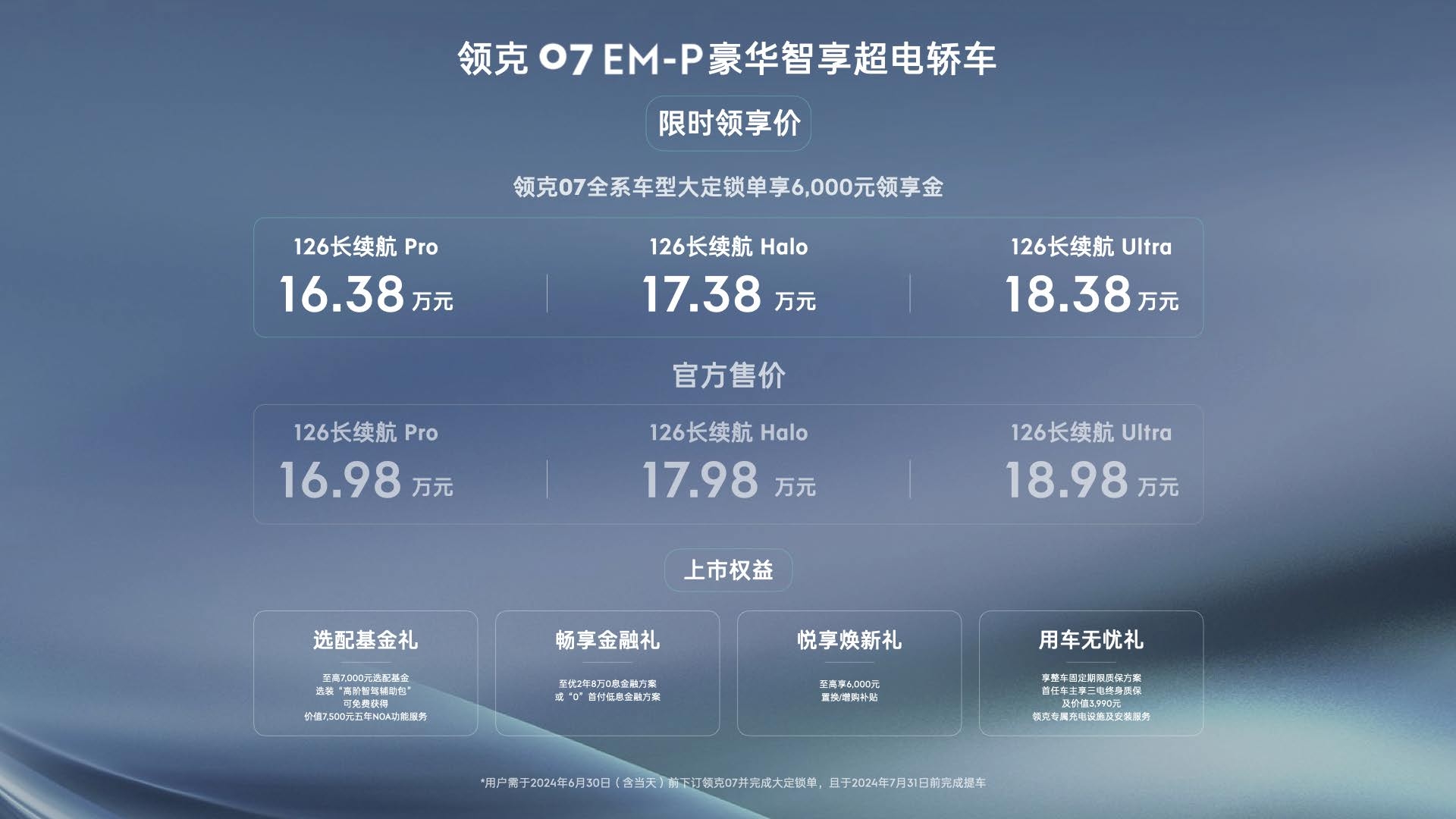 领克07 EM-P正式上市 限时领享价16.38万起