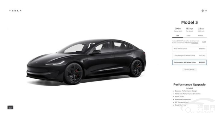 特斯拉Model3在美再涨1000 美元